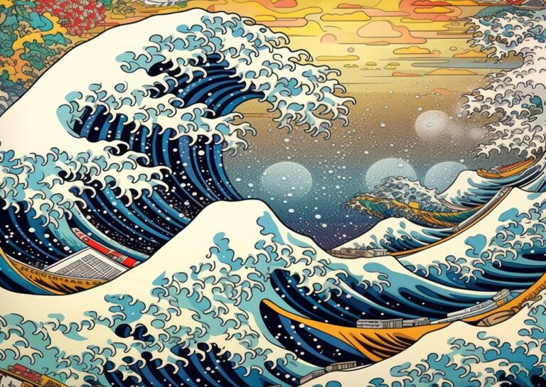 "The Great Wave off Kanagawa Sea Wave Japanese Art Retro Vintage" di Max Ronn